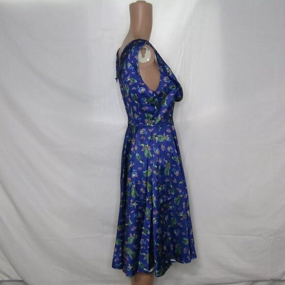 NEW DOLLY AND DOTTY Women's Grace Peacock Pleated Bust Dress Purple - Picture 8 of 11